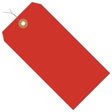 Bsc Preferred 2 3/4 x 1-3/8'' Fluorescent Red 13 Pt. Shipping Tags - Pre-Wired, 1000PK BUY00015366